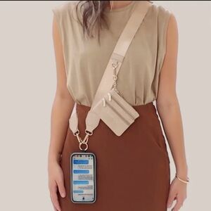 Tan Crossbody Phone Holder & Wallet